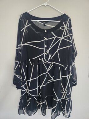 Juicy Couture Black Label Black & White Abstract Bow Print Mini Dress Size M